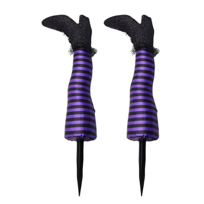 2pcs Halloween Evil Witch Legs Props Upside Down Wizard Feet with Boot Stake Ornament Decoration for Front Yard Lawn 2024