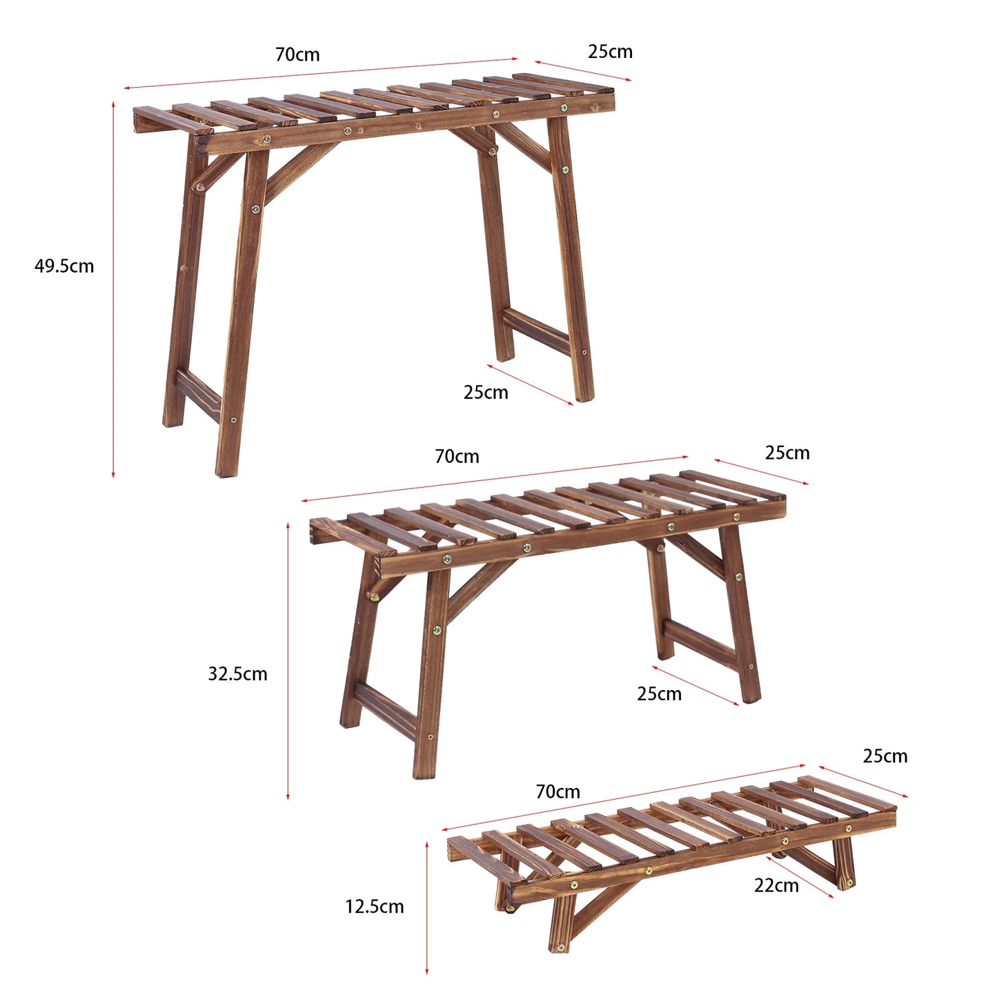 Large 3 Tier Step Plant Stand Wood Ladder Shelf Garden Display