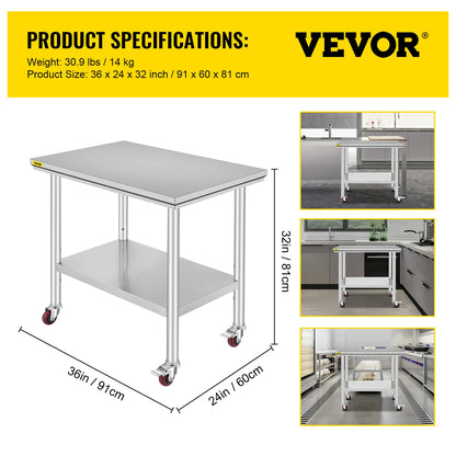 Stainless Steel Kitchen Worktable Shelves