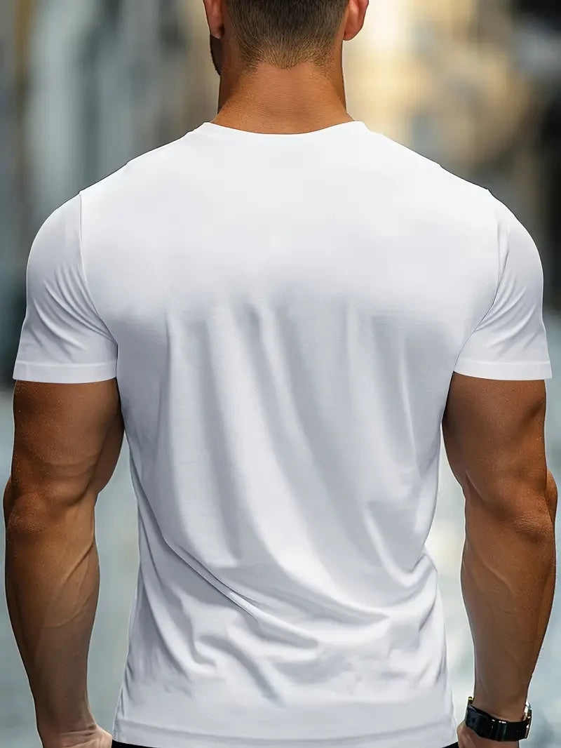 Men's Fashionable Crew Neck Short Sleeve Sports T-shirt, Comfortable And Versatile