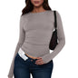 Cotton O Neck Long Sleeve Shirt Women Various Colors