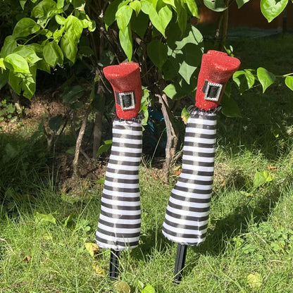 2pcs Halloween Evil Witch Legs Props Upside Down Wizard Feet with Boot Stake Ornament Decoration for Front Yard Lawn 2024