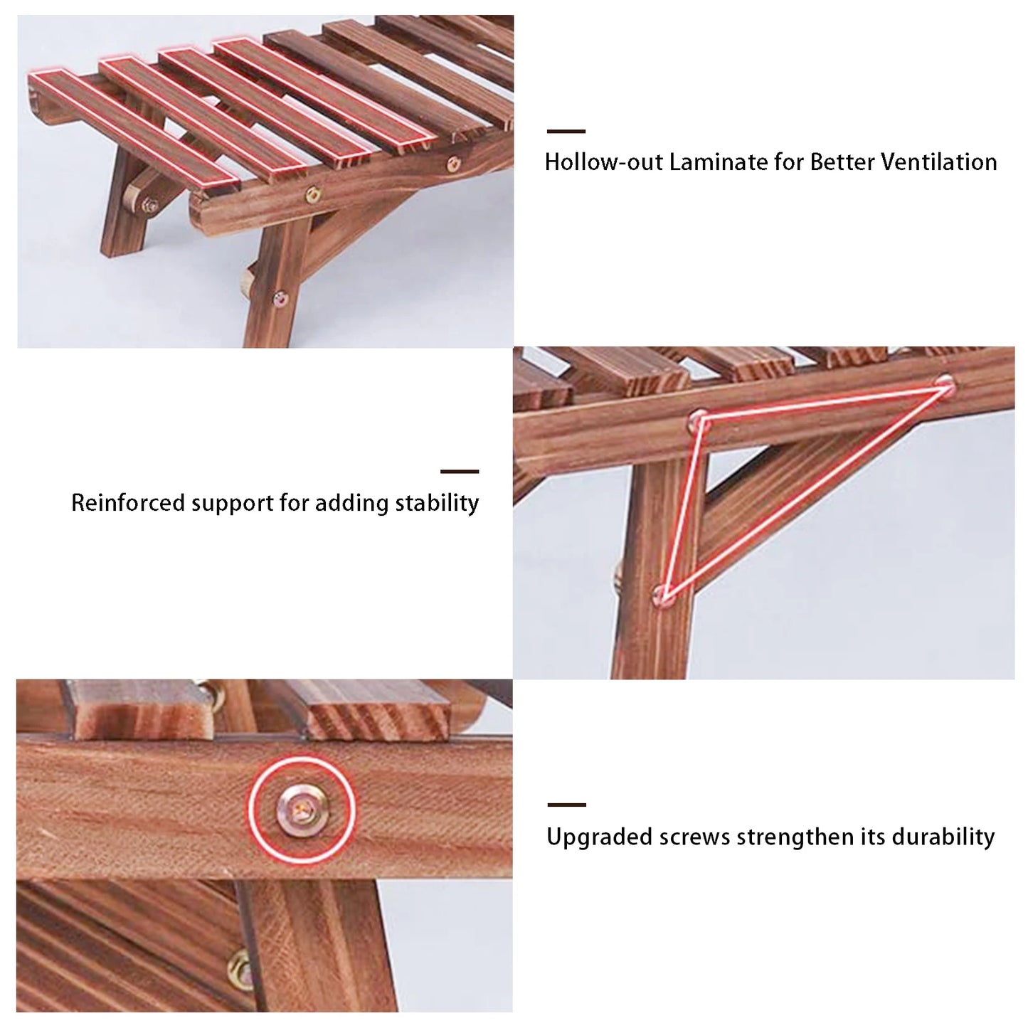 Large 3 Tier Step Plant Stand Wood Ladder Shelf Garden Display