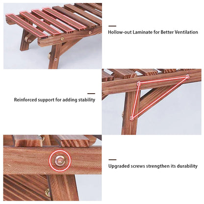 Large 3 Tier Step Plant Stand Wood Ladder Shelf Garden Display