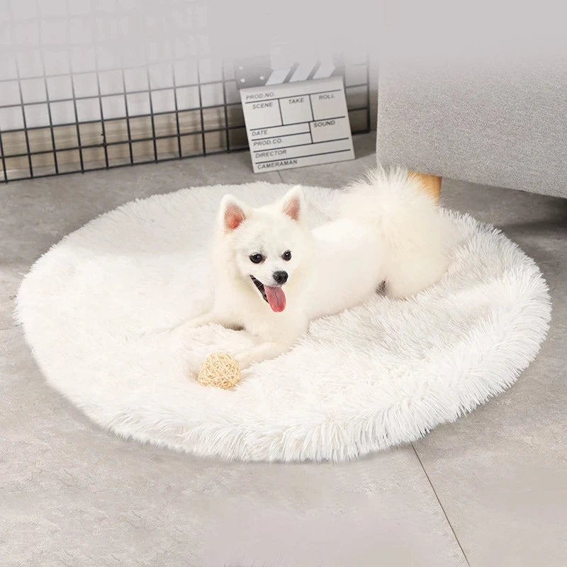 Plush Round Cat/Small Dog Bed Soft Fleece Nest