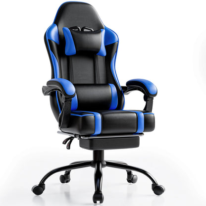 PU Leather Video Gaming Chair with Footrest, Reclining