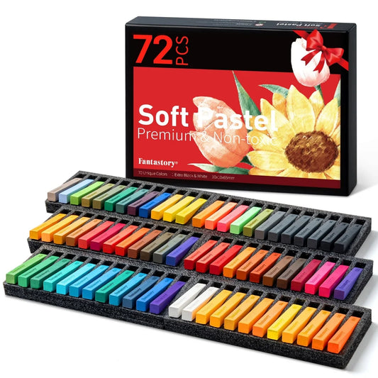 72 Colors Long Soft Chalk Pastels Set, Non-Toxic