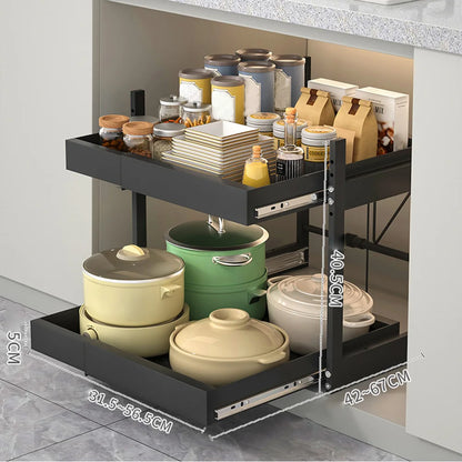 2 Tier Pull Out Cabinet Organizer Drawer for Multi-Use