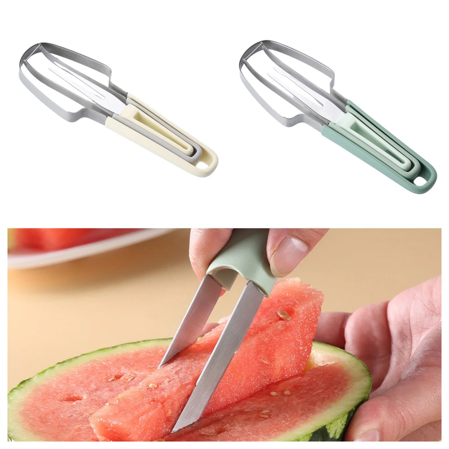 Stainless Steel Watermelon Fork, Slicer And Cutter