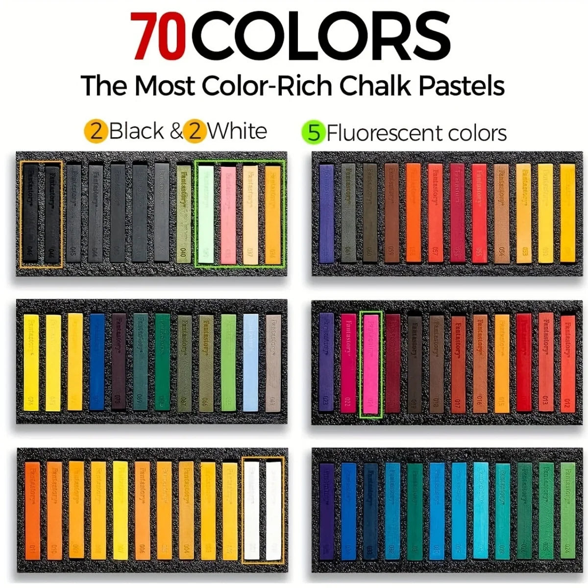 72 Colors Long Soft Chalk Pastels Set, Non-Toxic
