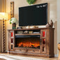 Fireplace TV Stand for up-to-80 TV, Farmhouse 36" Tall Entertainment Center with 42" Electric Fireplace, Rustic Media Console wi