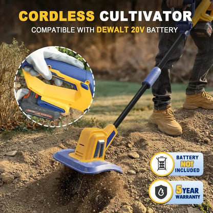 Cordless Tiller Cultivator Compatible with Dewalt 20V Battery(Tool Only),