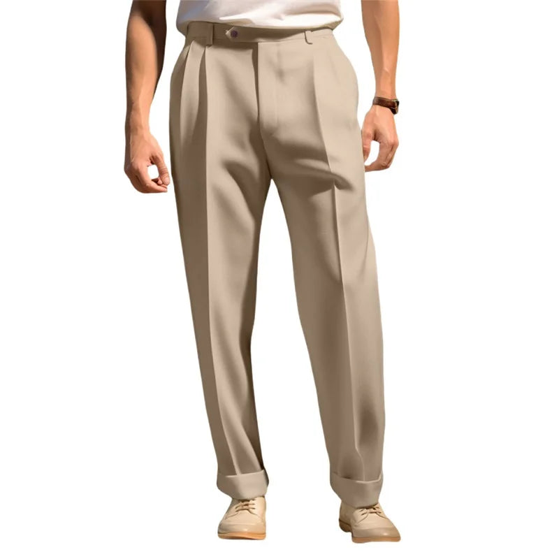 Men s Fit Dress Pants Solid Color Flat Front Trousers Classic Business Casual