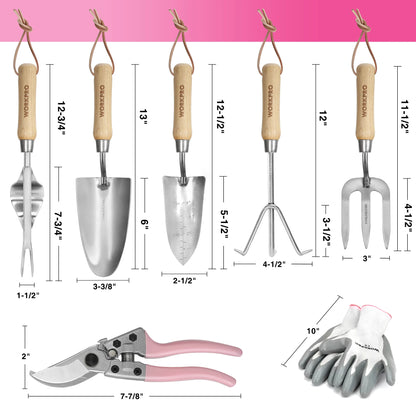 WORKPRO 8-Piece Pink Stainless Steel Garden Tool Set,