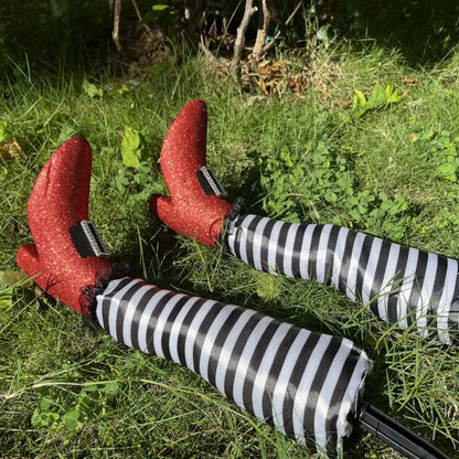 2pcs Halloween Evil Witch Legs Props Upside Down Wizard Feet with Boot Stake Ornament Decoration for Front Yard Lawn 2024