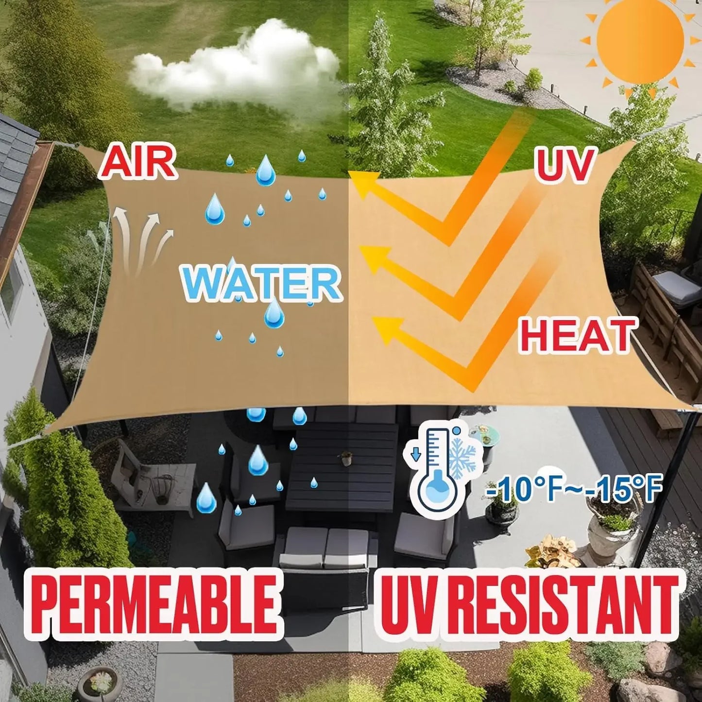 NEW Sun Shade Sail 95% UV Block 16'X20' Curved Edge Shade Canopy