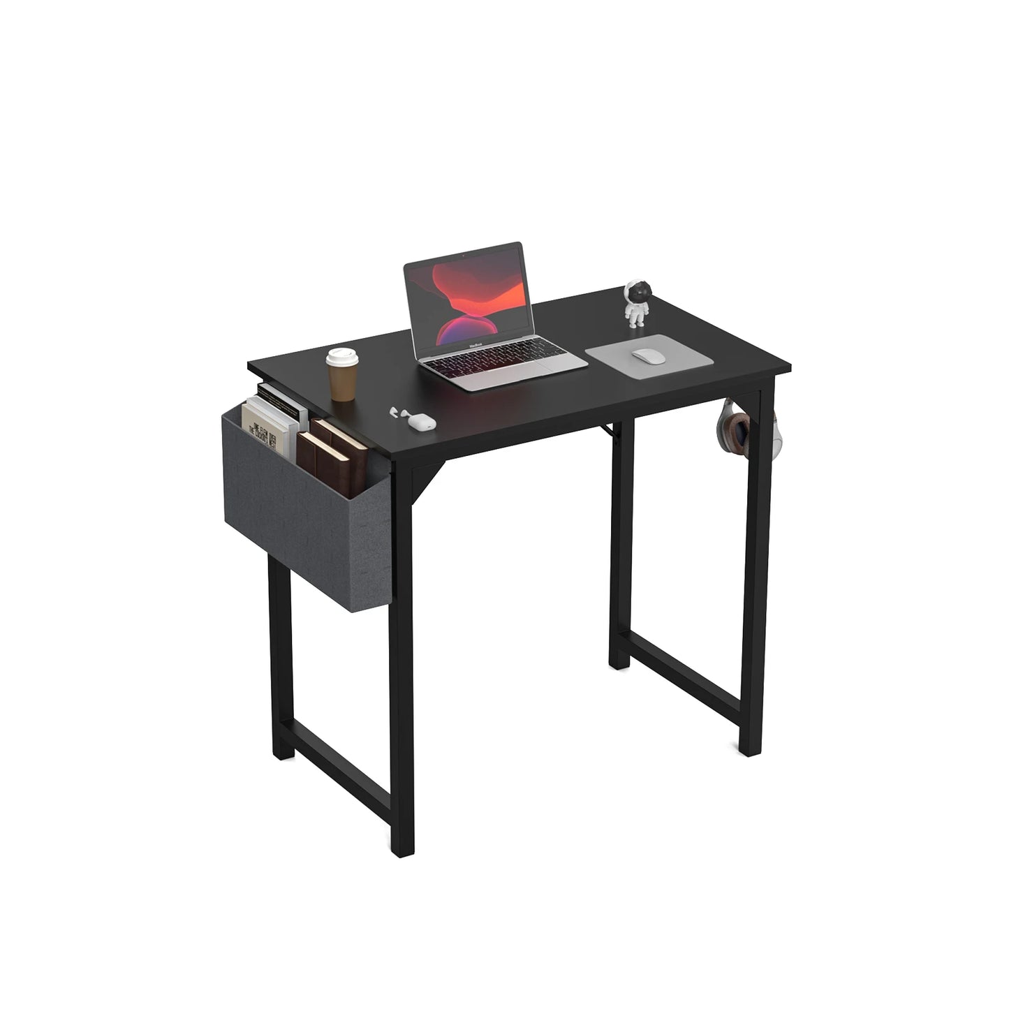 Black or Rust Computer Writing Desk or Gaming Table. Simple Style Headphone Hook Easy Assembly
